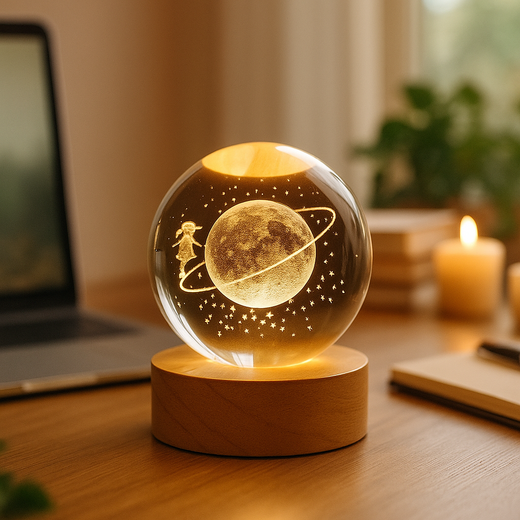 Sphère Lumineuse Saturne avec poussière d'étoiles