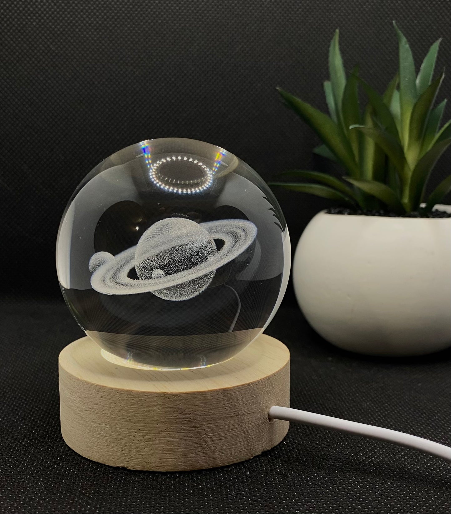 Sphère Lumineuse Saturne avec Anneaux