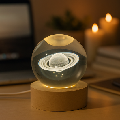 Sphère Lumineuse Saturne avec Anneaux