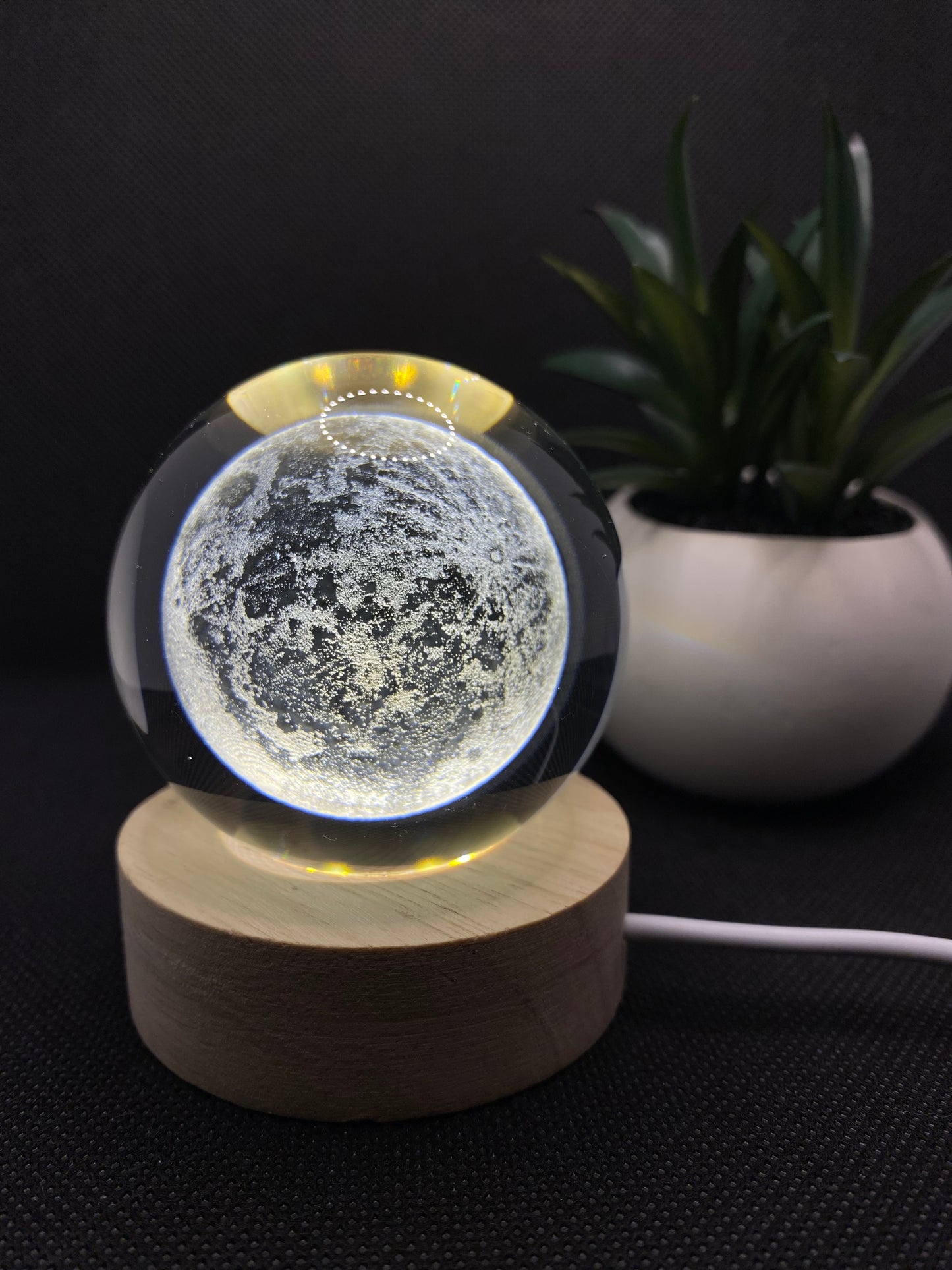 Lampe Veilleuse LED USB - Boule de Cristal Planète Lune