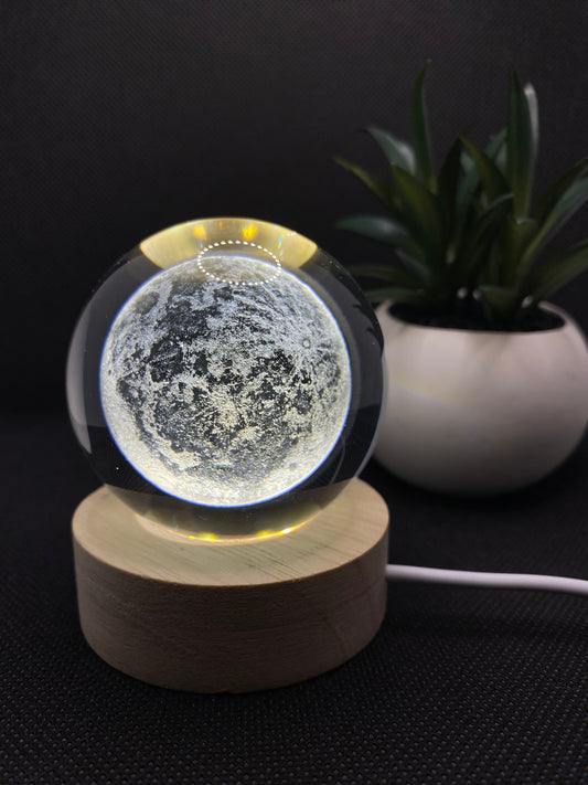 Lampe Veilleuse LED USB - Boule de Cristal Planète Lune